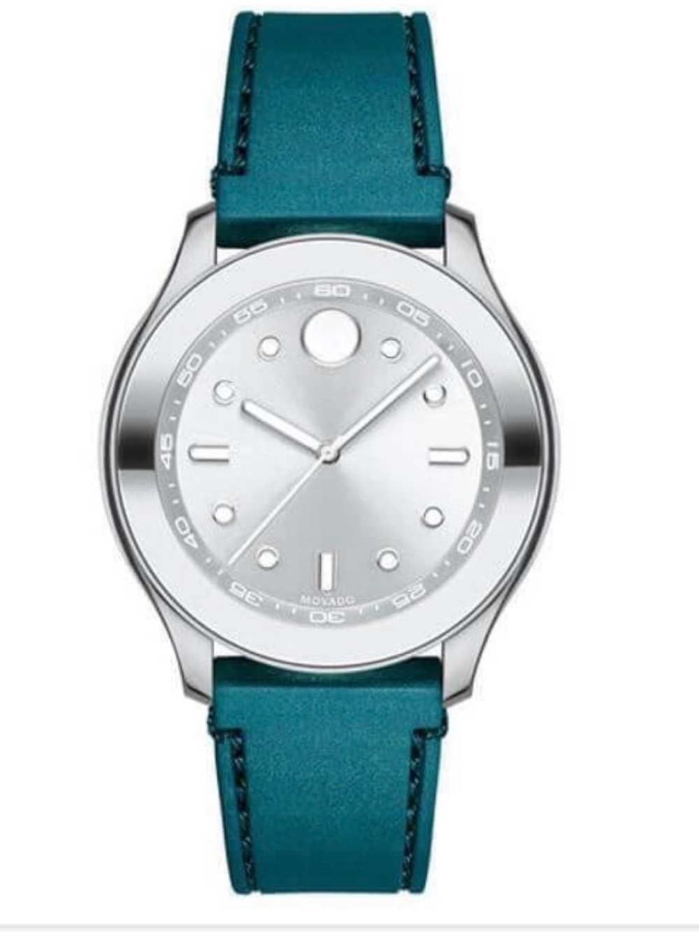 Like New Movado Bold Silver Dial Watch with Teal Strap